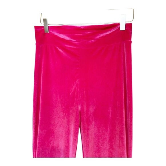 Lucky & Blessed LB Hot Pink Velour Velvet Pull On Bell Bottom Pants S - Picture 2 of 5
